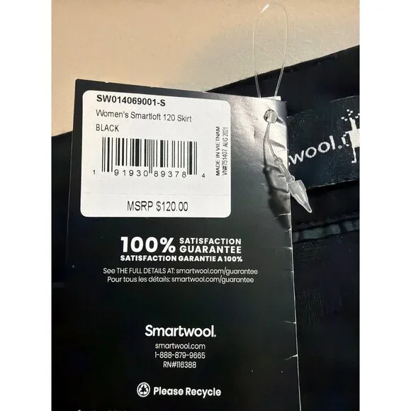 NWT Smartwool Smartloft Quilted Puffer Full Zip Mini Skirt Black Small MSRP$120 - Picture 8 of 17